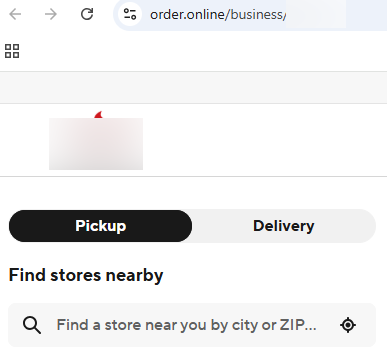 Скрийншот, показващ уебсайта, който отваря домейна order.online като пример за изряз, състоящ се от името и разширението