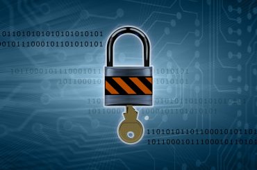 Digital security concept with padlock and binary code on a circuit board background, symbolizing data protection.