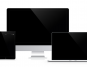Desktop monitor, laptop, tablet, and smartphone lineup showcasing a variety of modern electronic devices on white background.