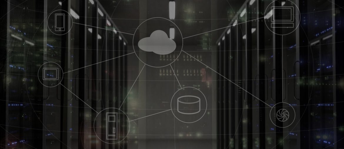 Is Unlimited Hosting really unlimited? Cloud computing network over a row of illuminated servers in a data center environment