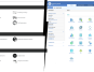 Split screen showing two web hosting control panels with various management tools and options.