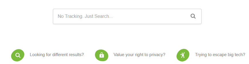 The homepage of the Mojeek search engine