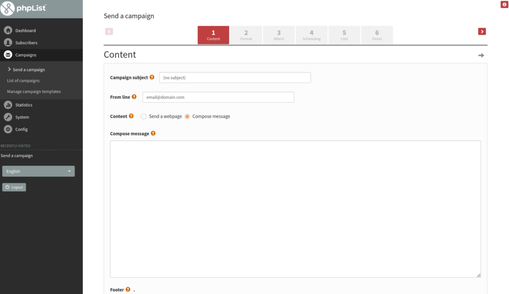A screenshot of the Campaigns section of the phpList email marketing application